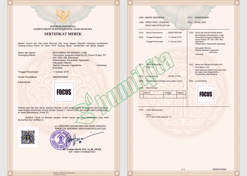 FOCUS No. pendaftaran merek: IDM000752658
